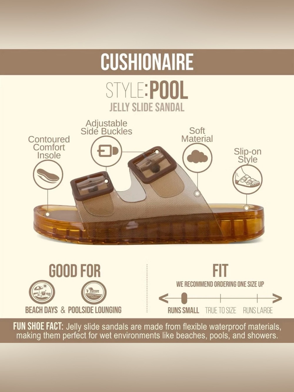 CUSHIONAIRE Pool Slides For Women Waterproof Double Buckle Adjustable Slip-On - Picture 6 of 8